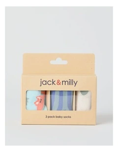 Naturals 3 Pack Baby Socks in Oat Marle/Assorted