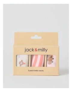 Naturals 3 Pack Baby Socks in Pink/Assorted