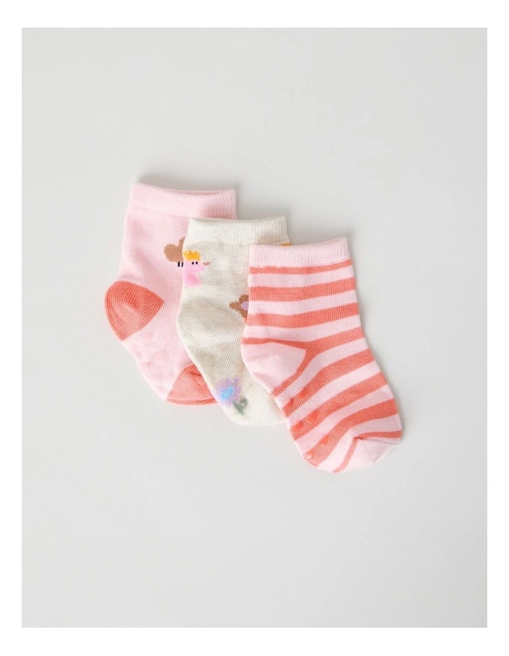 Naturals 3 Pack Baby Socks in Pink/Assorted image 2