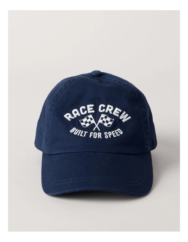Embroidered Race Crew Cap in Navy image 1