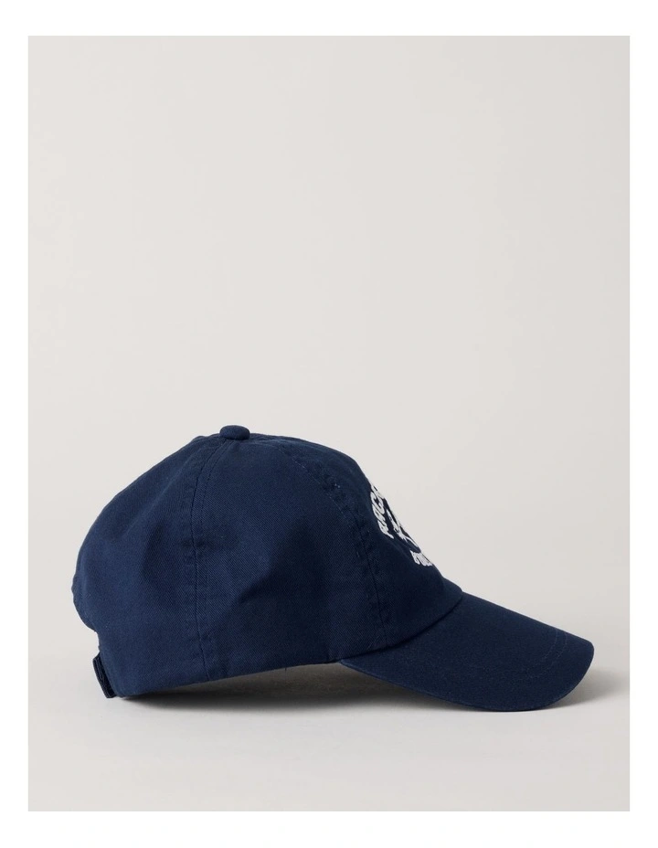 Embroidered Race Crew Cap in Navy image 3