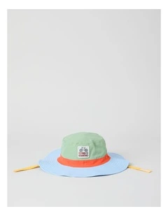 Colourblocked Wide Brim Hat in Green