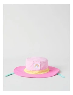 Colour Blocked Wide Brim Hat in Pink