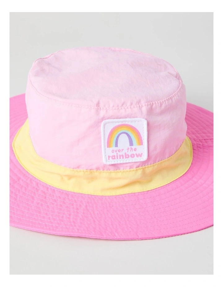 Colour Blocked Wide Brim Hat in Pink image 2