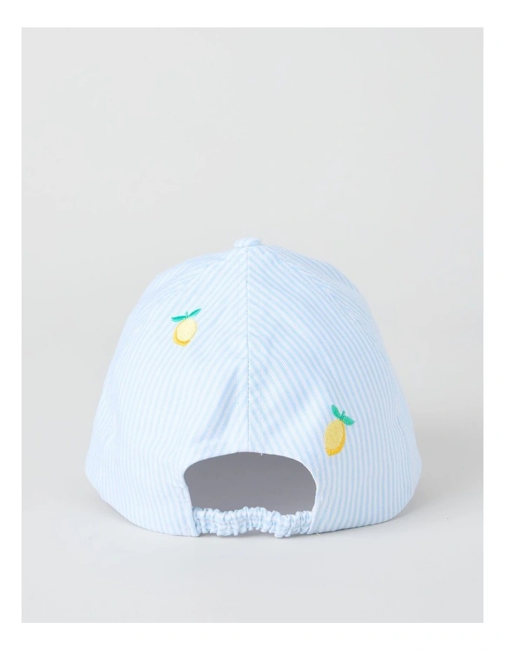 Lemon Embroidered Cap in Blue Stripe image 3