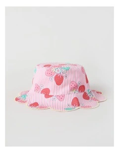 Reversible Strawberry Stripe Hat in Pink