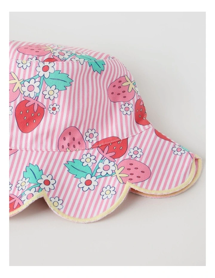 Reversible Strawberry Stripe Hat in Pink image 3