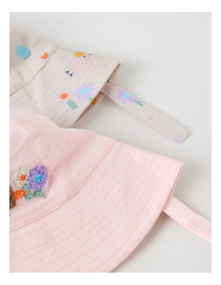 Naturals 2 Pack Baby Hat Set in Pink image 4