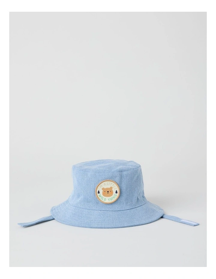 Bucket Hat with Wild Thing Badge in Denim image 1