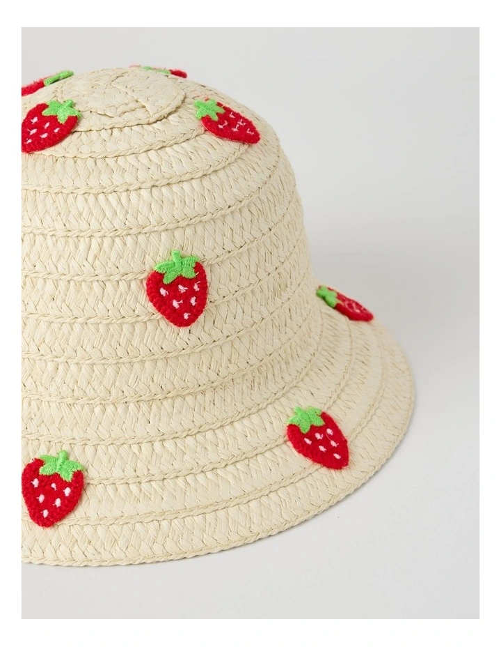 Straw Hat with Strawberry Embroidery image 2