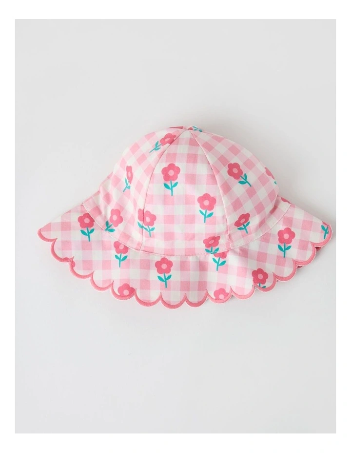 Floral Gingham Bucket Hat in Pink image 1