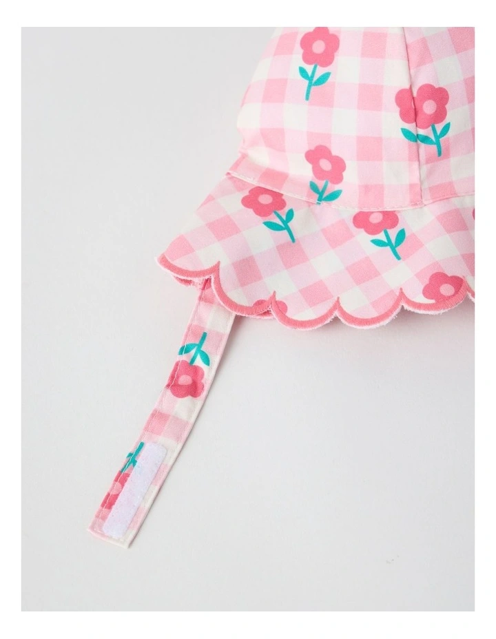 Floral Gingham Bucket Hat in Pink image 3