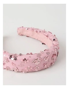 Daisy Sequin Headband in Pink