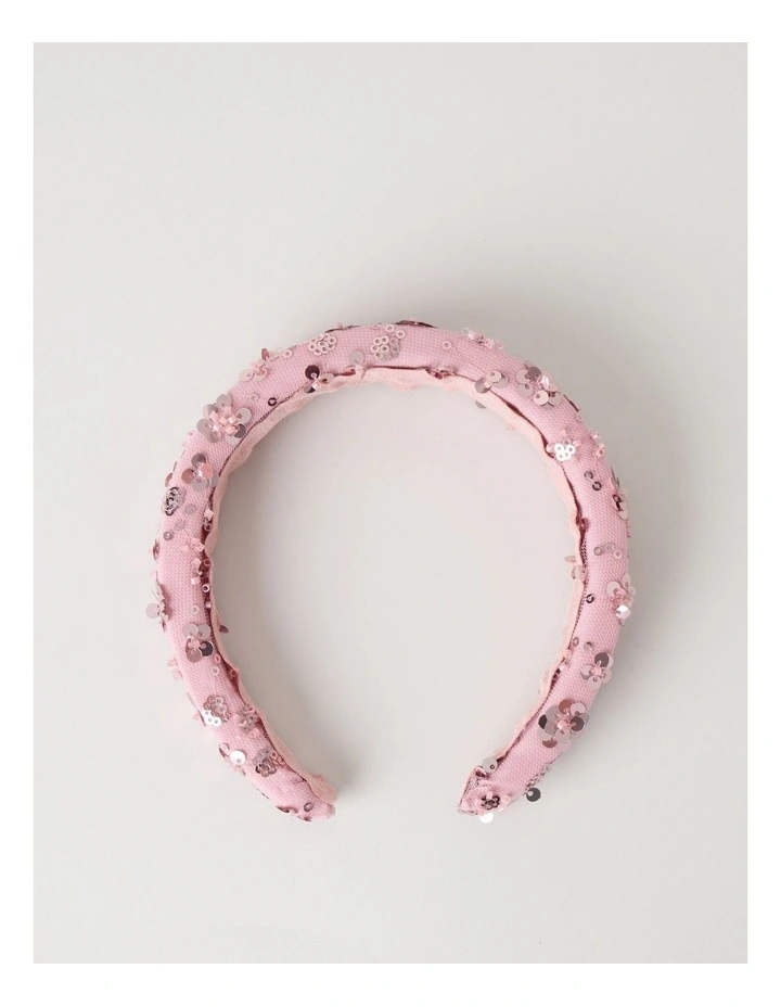 Daisy Sequin Headband in Pink image 2