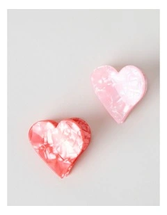 2 Pack Heart Claw Clips in Red