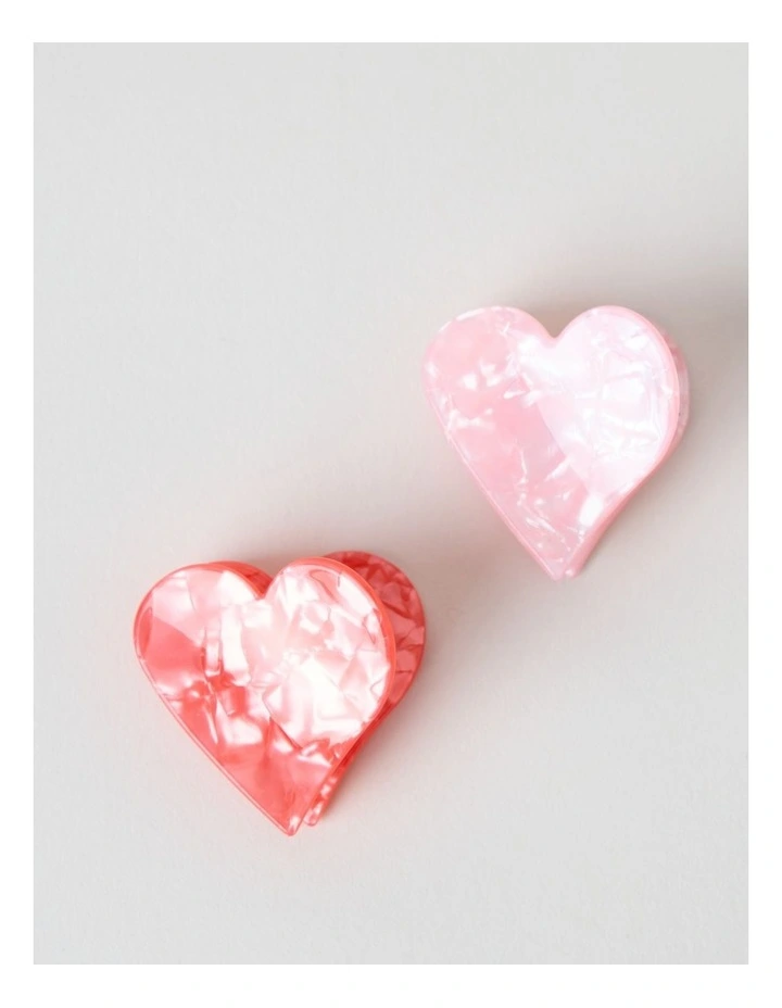 2 Pack Heart Claw Clips in Red image 1