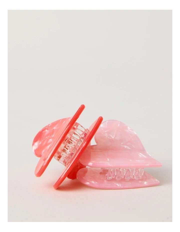 2 Pack Heart Claw Clips in Red image 2