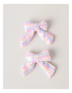 2 Pack Sequin Bows in Rainbow