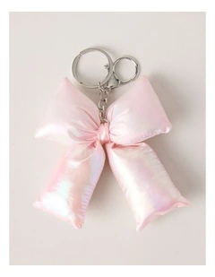 Puff Bow Bag Charm in Pink