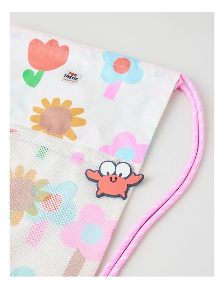 Swim Bag with Charm in White image 2