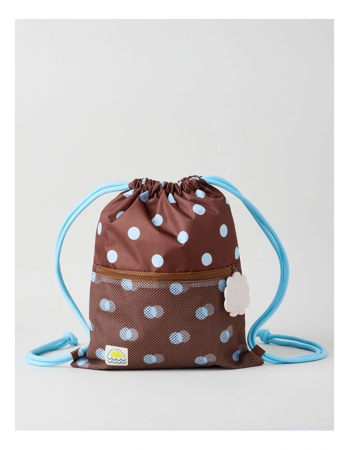 Polka Dot Swim Bag in Brown image 1