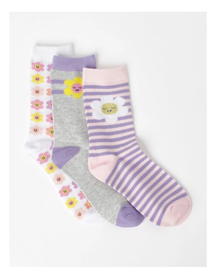 Crew Daisy Jacquard Socks 3 Pack in Assorted image 1