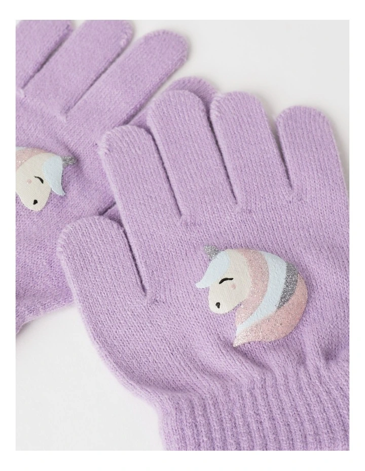 Unicorn Embelished Gloves in Purple image 2
