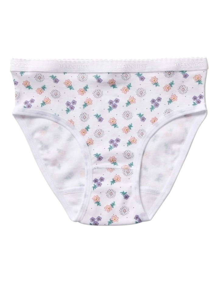 Girls Floral Gingham 2 Pack Underpants in Purple image 3