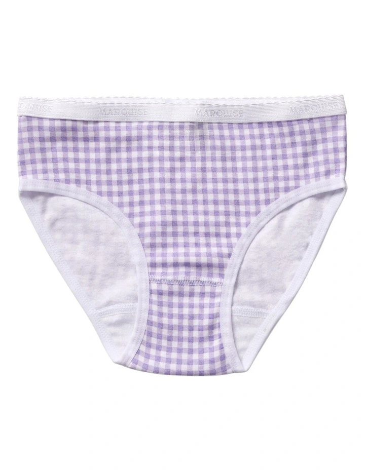 Girls Floral Gingham 2 Pack Underpants in Purple image 4