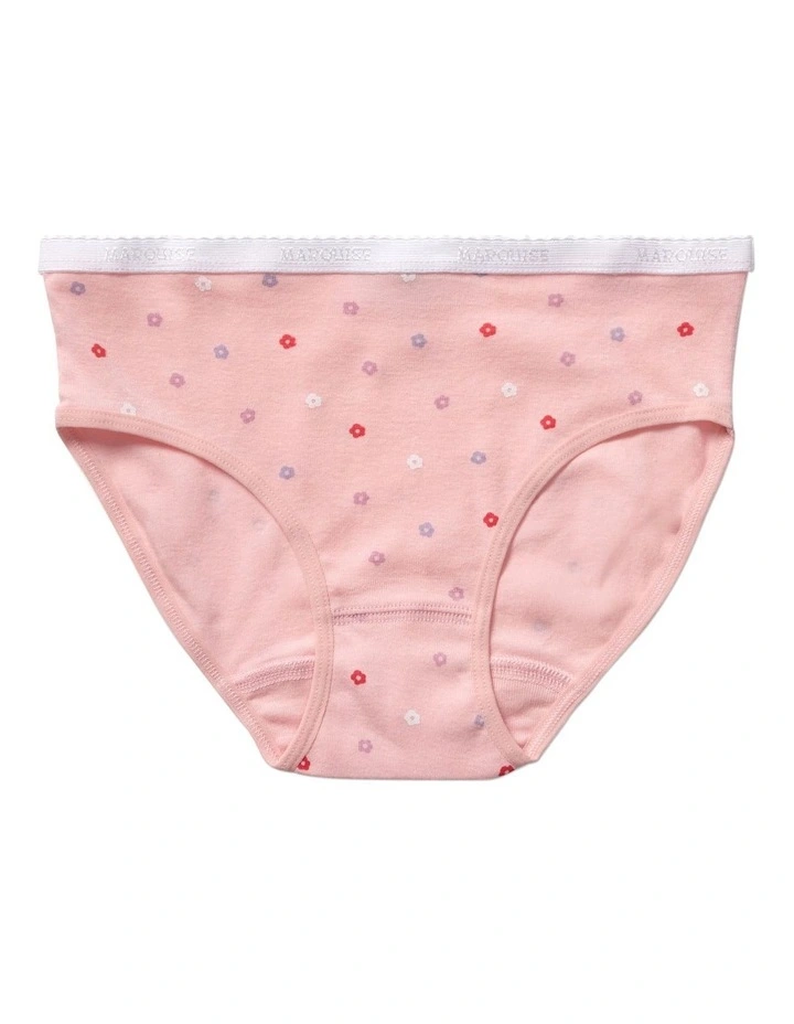 Girls Heart & Floral 2 Pack Underpants in Pink image 3