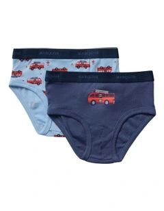 Boys 2 Pack Underpants in Firetrucks