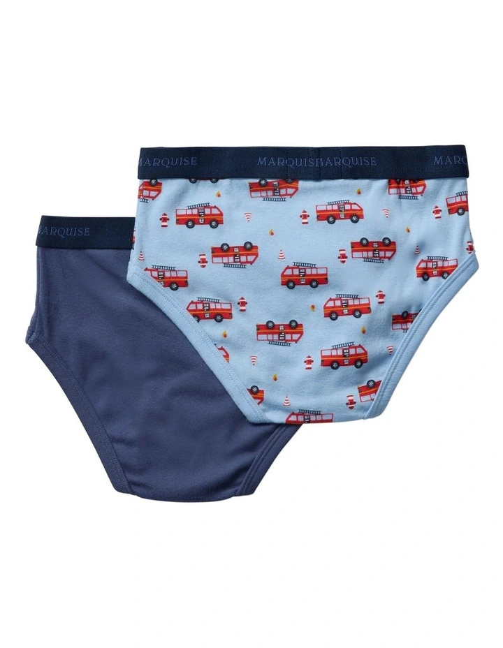 Boys 2 Pack Underpants in Firetrucks image 2