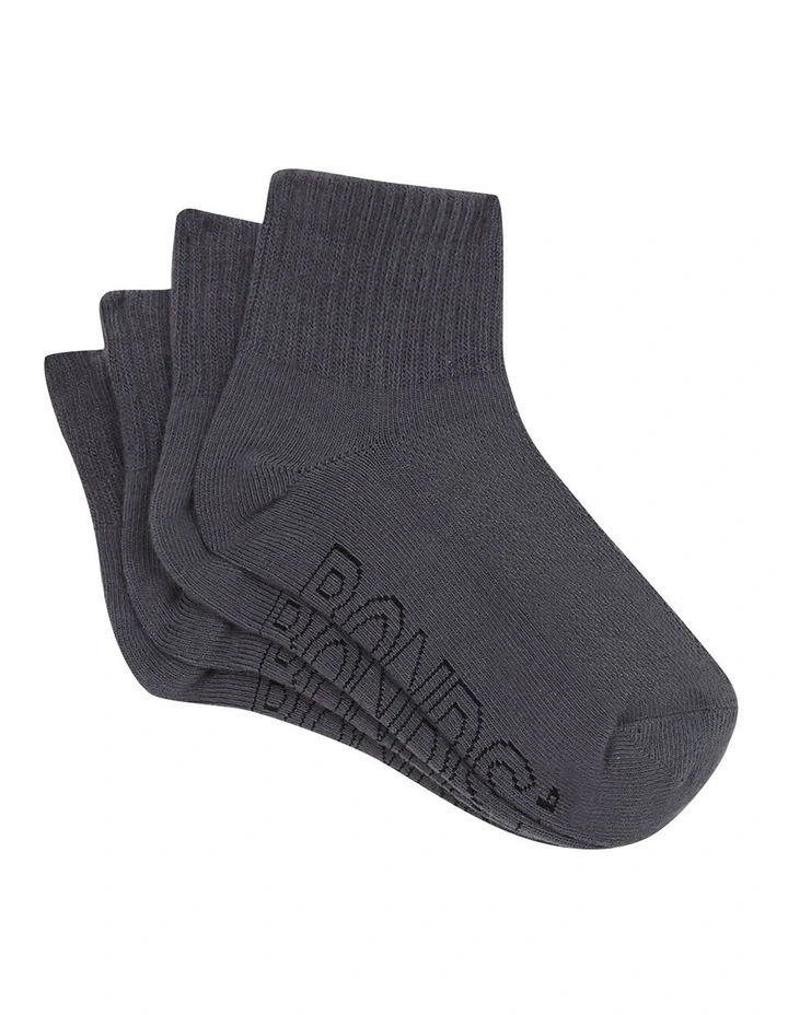 Logo Light Quarter Crew Socks 4 Pack in School Grey image 2