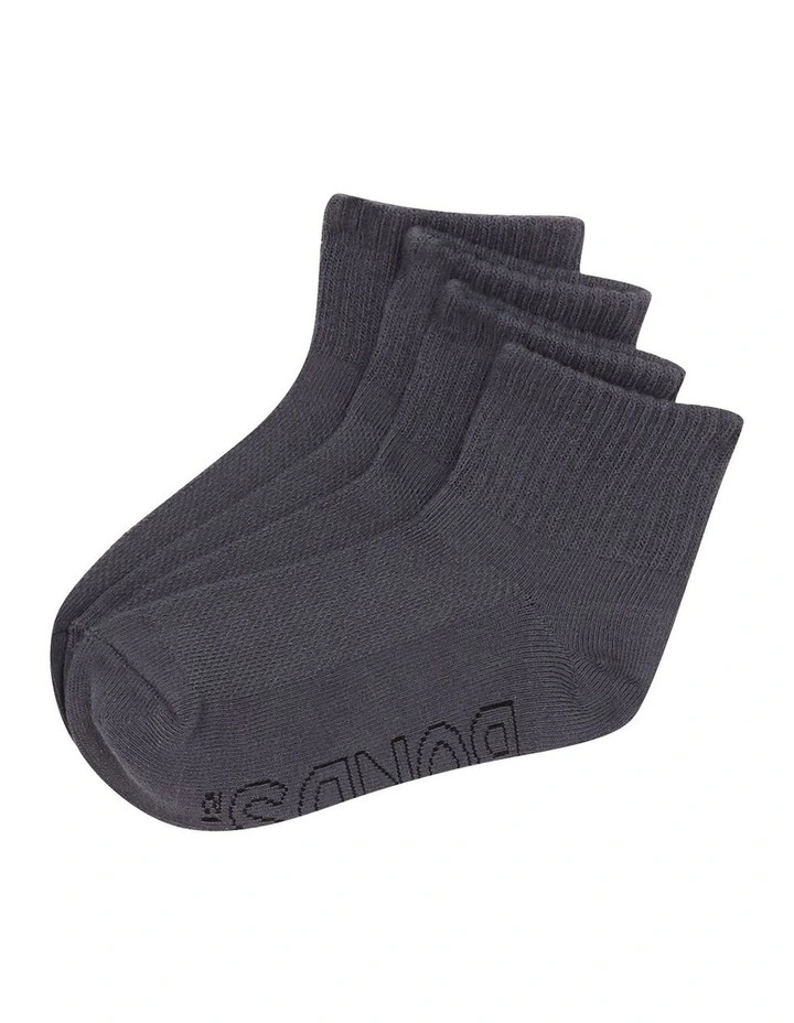Logo Light Quarter Crew Socks 4 Pack in School Grey image 3