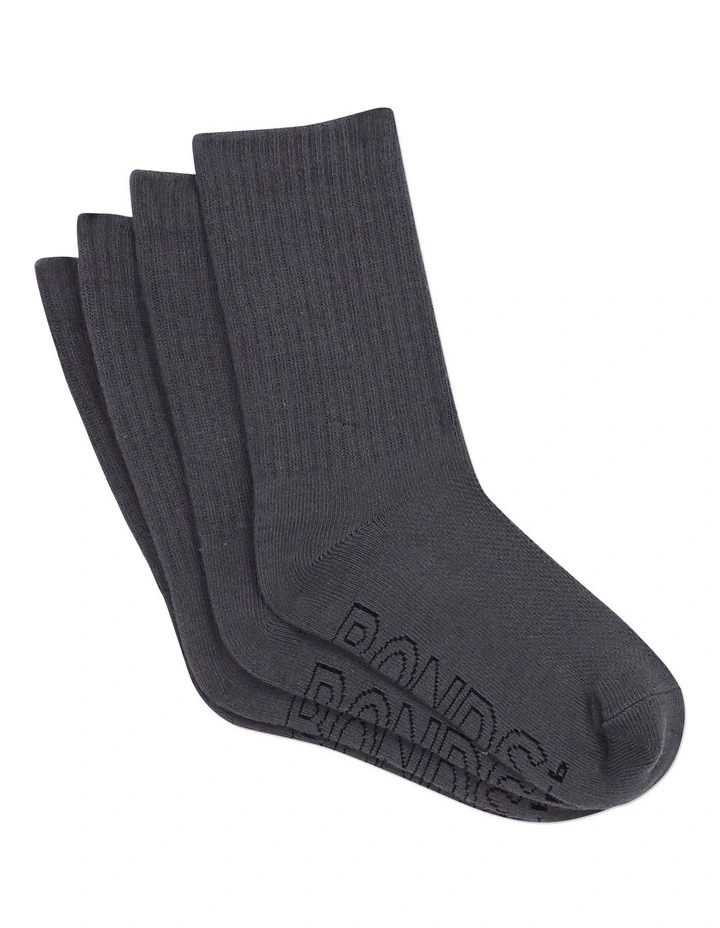 Logo Light Crew Socks 4 Pack in School Grey image 2