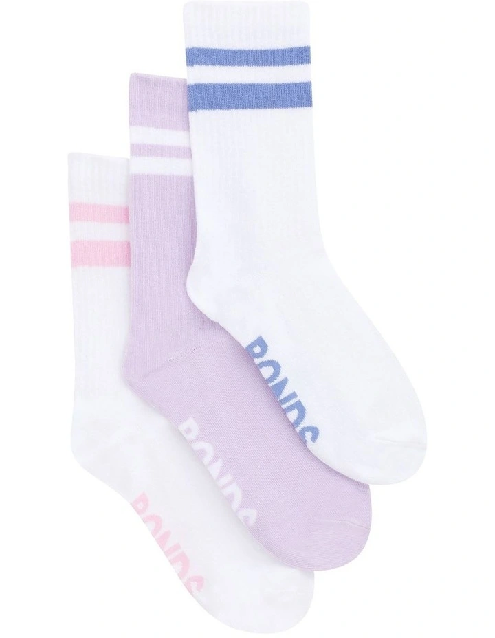 Rib Crew Socks 3 Pack In Multi image 2