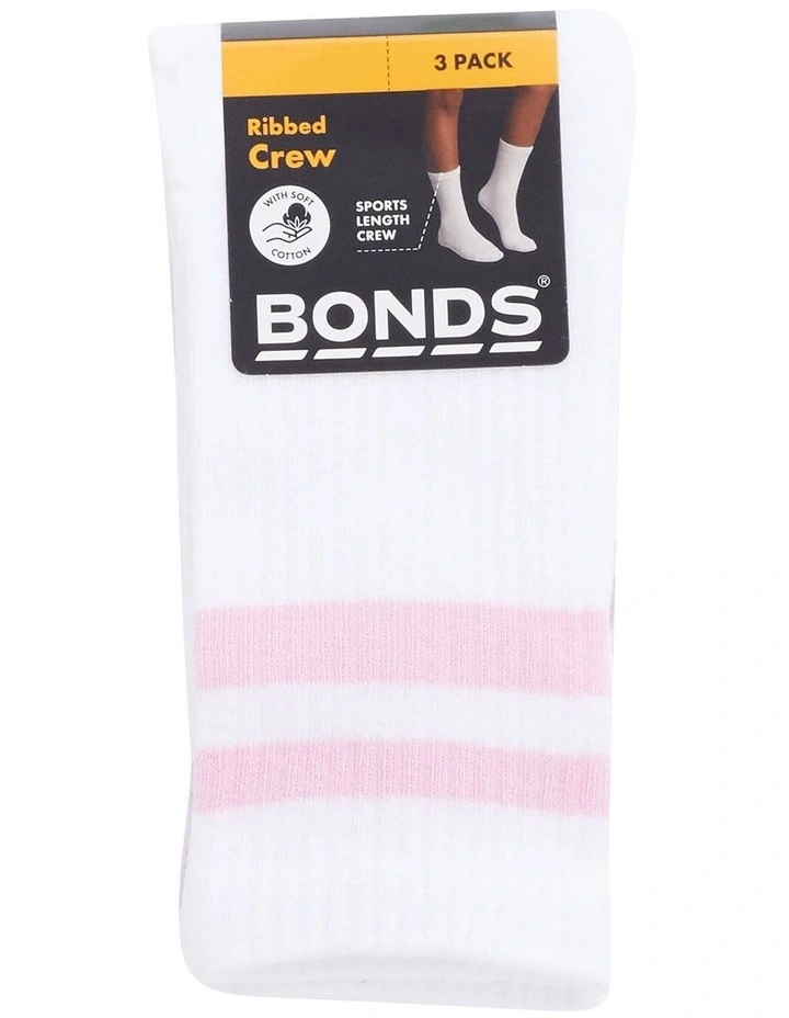 Rib Crew Socks 3 Pack In Multi image 3