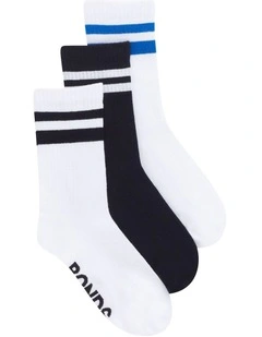 Rib Crew Socks 3 Pack in Multi