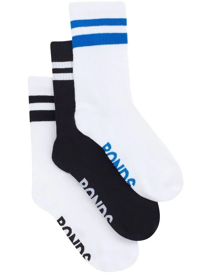 Rib Crew Socks 3 Pack in Multi image 2