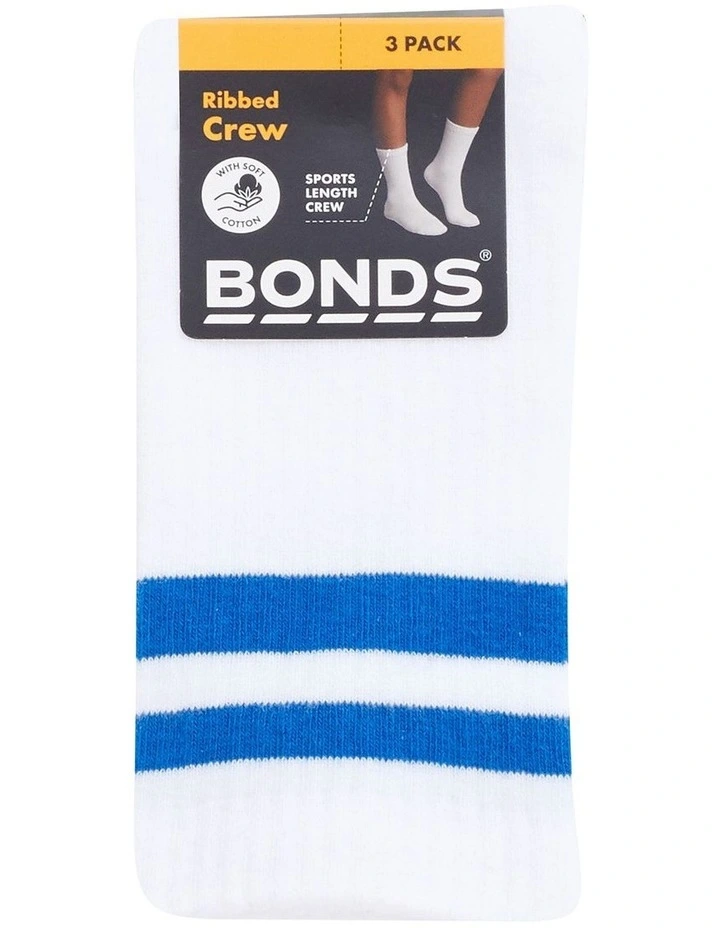 Rib Crew Socks 3 Pack in Multi image 3
