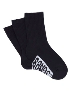 Logo Cushioned Crew Socks 3 Pack in Navy