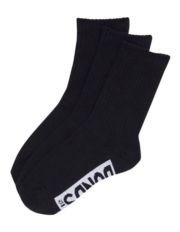 Logo Cushioned Crew Socks 3 Pack in Navy image 3