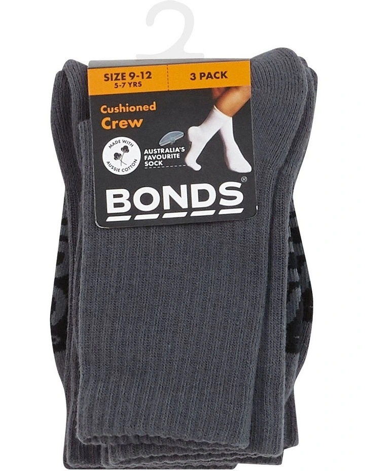 Logo Crew Socks 3 Pack in Grey image 2