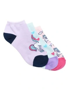 Patterned Low Cut Socks 3 Pack in Pink / Lilac