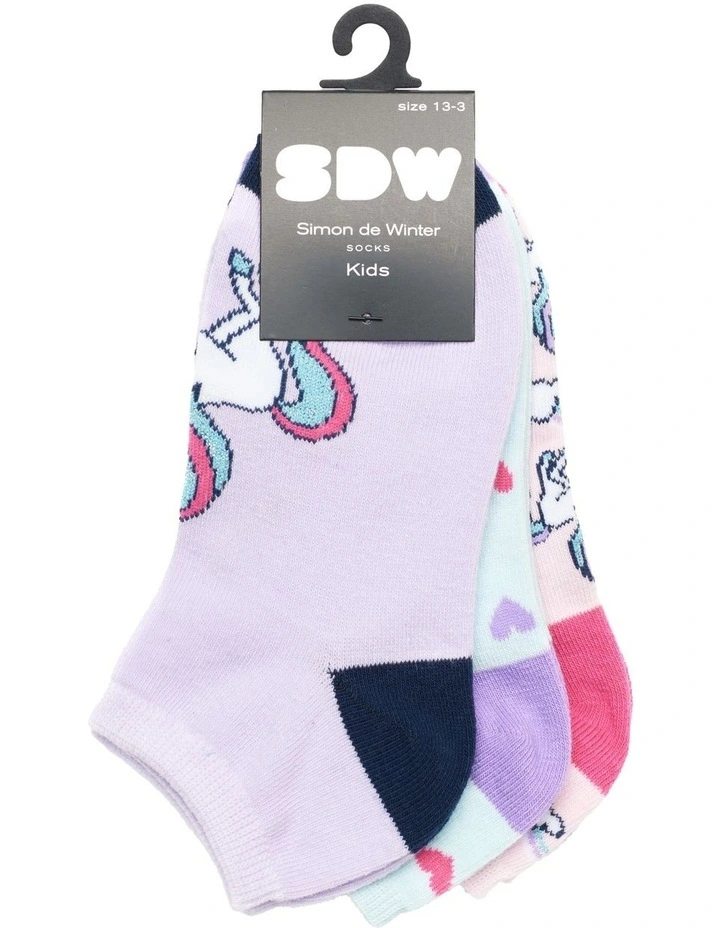Patterned Low Cut Socks 3 Pack in Pink / Lilac image 2