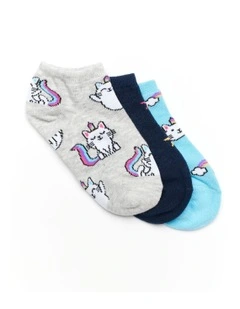 Patterned Low Cut Socks 3 Pack in Grey/Navy/Aqua