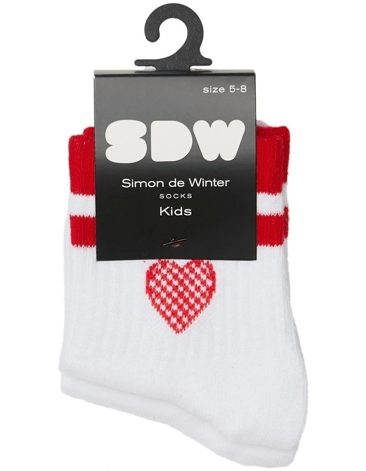 Kids 3Qtr Crew Rib Socks 2 Pack in White image 2