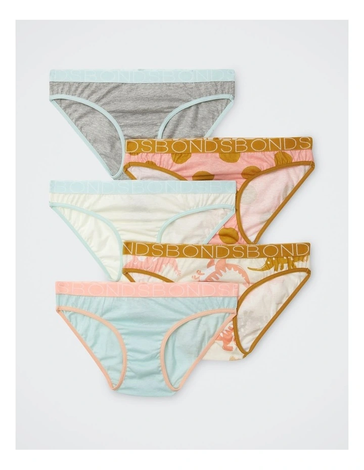 Girls Bikini 5 Pack in Sleepy Dinosaur image 1