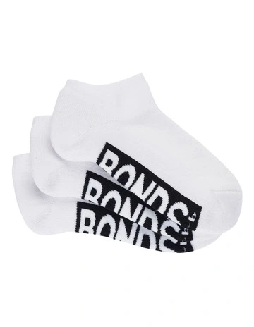 Kids Logo Cushioned Low Cut Socks 3 Pack in White