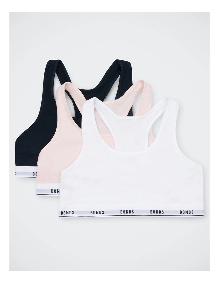 Girls Hipster Racerback Crop 3 Pack in Tea Party / Nu White / Nu Black image 1
